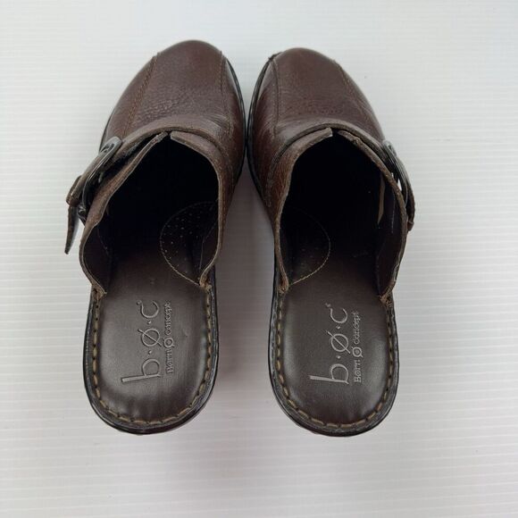 b.o.c Born Concept Brown Leather Clogs Mules Heels Buckle Slip-On Size 9 / 40.5 - Picture 10 of 16